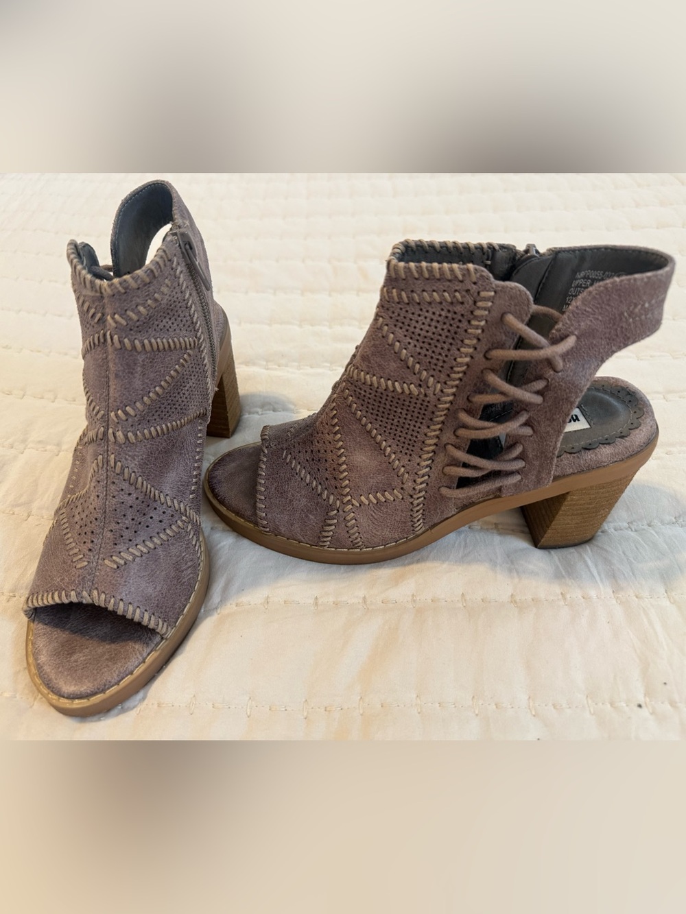 Not Rated Taupe Cutout Peep Toe Heel Booties Size 6
